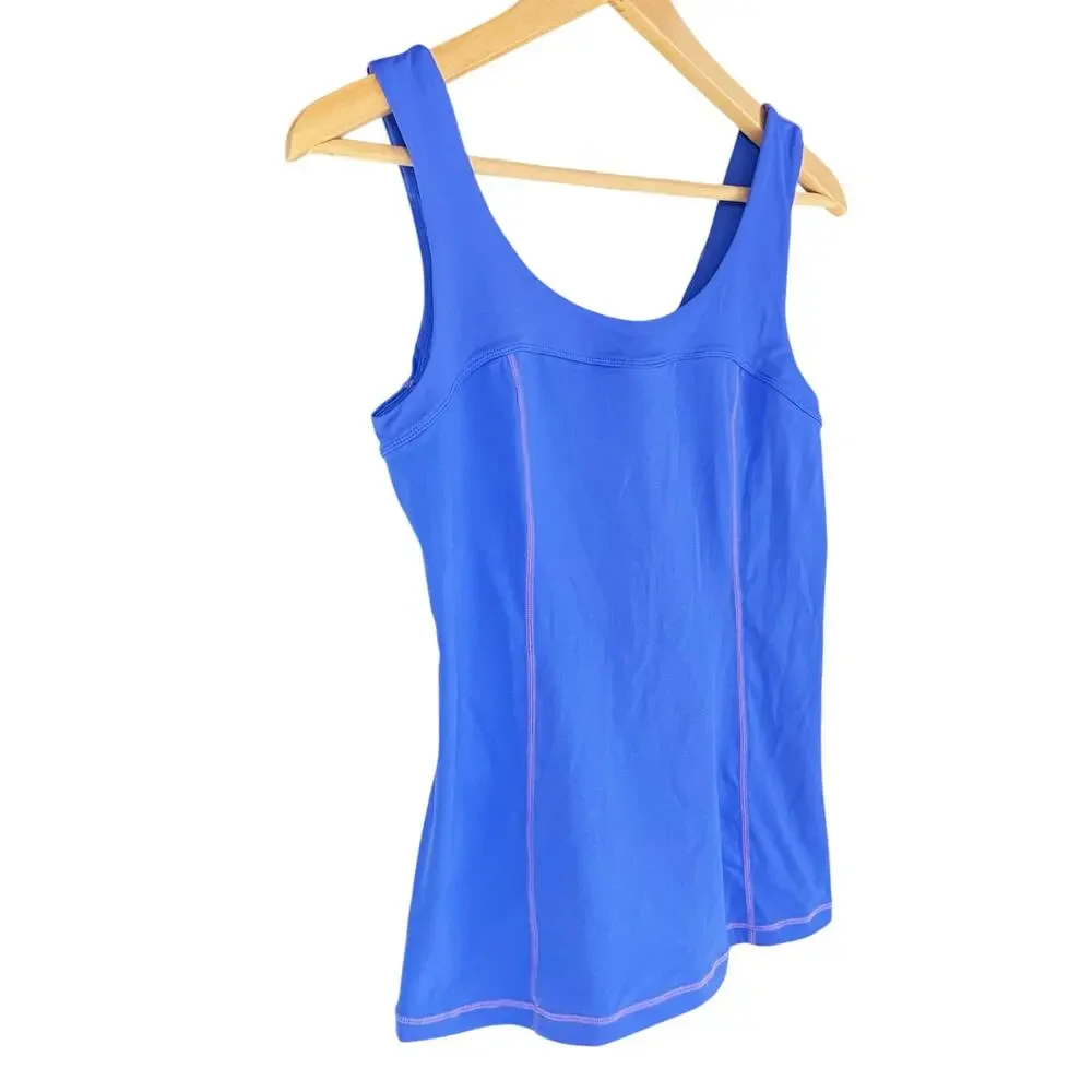 LULULEMON Run Distance Pleated Back Peplum Athletic Tank in Wish Blue Size 6